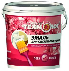 ГЛАВНЫЙ ТЕХНОЛОГ Эмаль для систем отопления супербелая, полуматовая 500гр ― Оптовая продажа строительных материалов ТД "Одис"