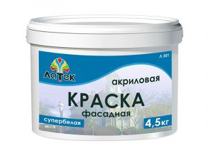 ЛАТЕК Л301 Краска фасадная супербелая акриловая 4,5кг ― Оптовая продажа строительных материалов ТД "Одис"