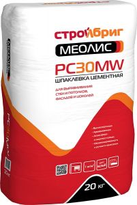 СТРОЙБРИГ Шпаклевка фасадная белая МЕОЛИС PC30 MW 20кг ― Оптовая продажа строительных материалов ТД "Одис"