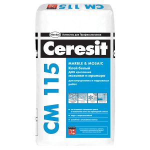 CERESIT CM115 Клей для мозаики и мрамора (белый) для внутр./наруж. работ 25кг ― Оптовая продажа строительных материалов ТД "Одис"