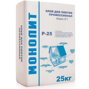 МОНОЛИТ Р-25 Клей для укладки плитки профессионал 25кг ― Оптовая продажа строительных материалов ТД "Одис"