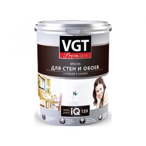 ВГТ Краска Premium для стен и обоев IQ123 база A стойкая к мытью 9л/14кг ― Оптовая продажа строительных материалов ТД "Одис"