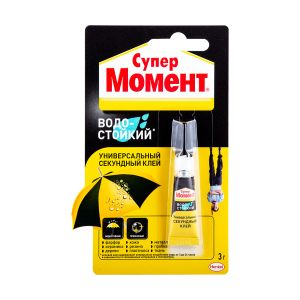 МОМЕНТ Клей универсальный секундный Супер Водостойкий 3гр в шоубоксе ― Оптовая продажа строительных материалов ТД "Одис"