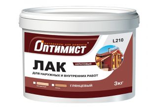 ОПТИМИСТ L210 Лак акриловый глянцевый для наружных и внутренних работ 10кг ― Оптовая продажа строительных материалов ТД "Одис"