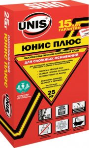 ЮНИС Клей плиточный Плюс 25кг ― Оптовая продажа строительных материалов ТД "Одис"